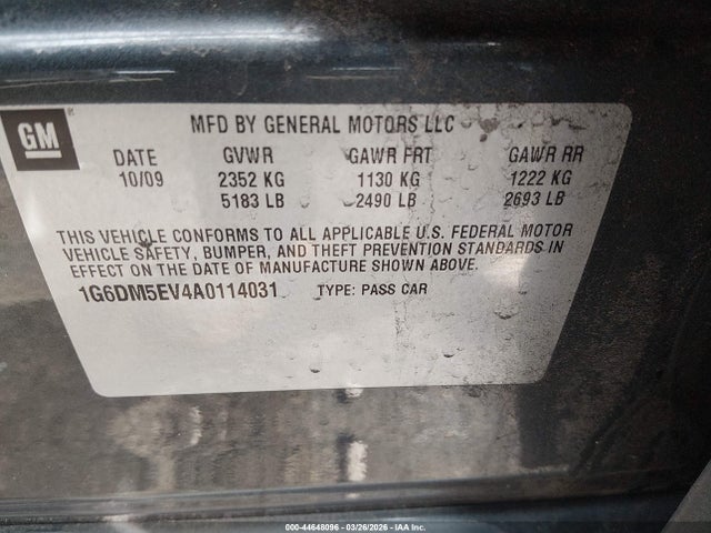Продажа на аукционе авто 2010 Cadillac Cts Standard, vin: 1G6DM5EV4A0114031, номер лота: 44648096