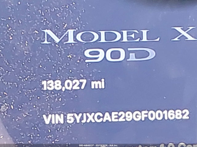 Aukcja sprzedaży 2016 Tesla Model X, vin: 5YJXCAE29GF001682, numer aukcji: 44648137