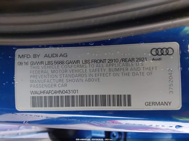 2017 AUDI S6 WAUHFAFC4HN043101 Photo 8