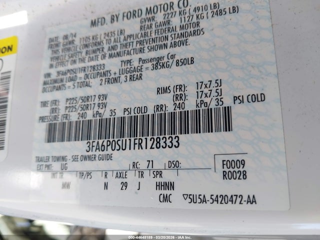 Ford Fusion Energi Titanium 2015 3FA6P0SU1FR128333 Image 9