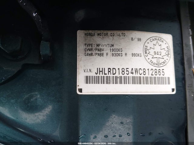 1998 HONDA CR-V JHLRD1854WC812865 Photo 8