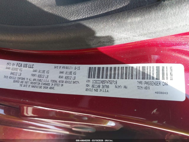 Aukcja sprzedaży 2015 Chrysler 200 Limited, vin: 1C3CCCAB5FN752718, numer aukcji: 44648208
