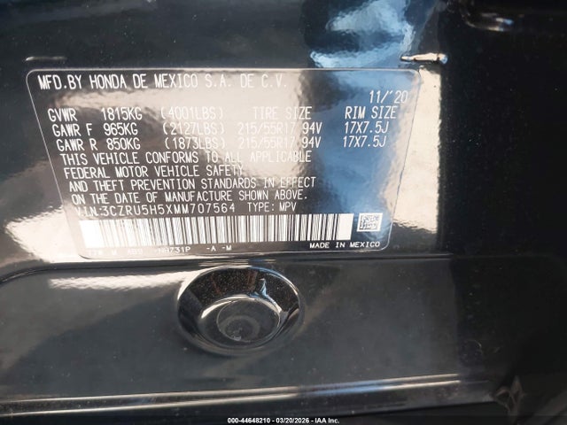 3CZRU5H5XMM707564 Honda Hr-v 2wd Ex