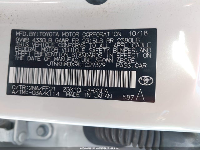 JTNKHMBX9K1029329 Toyota C-HR XLE