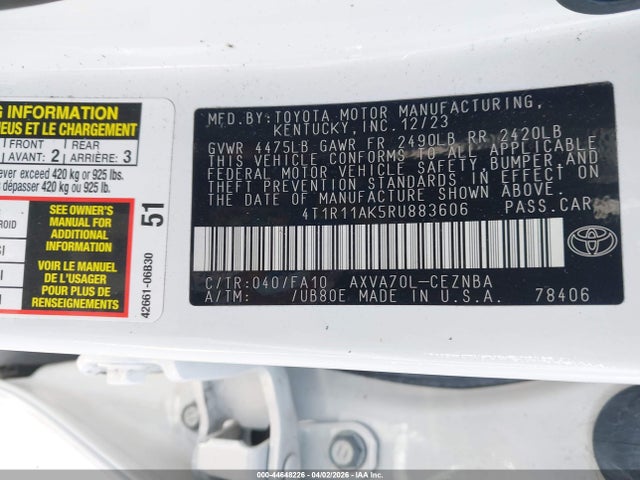 4T1R11AK5RU883606 Toyota CAMRY LE