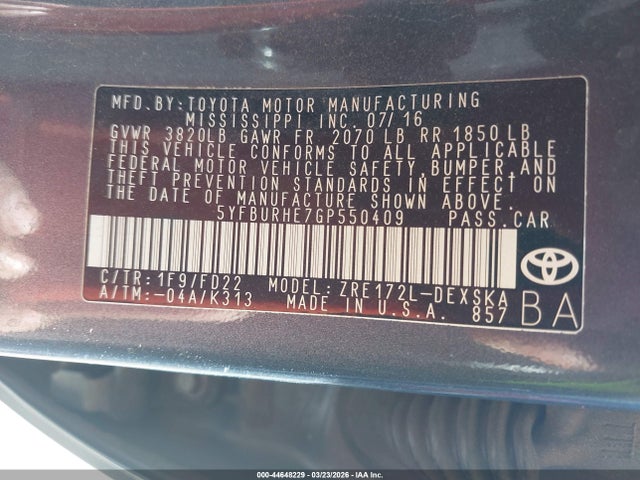 Toyota Corolla S Plus 2016 5YFBURHE7GP550409 Image 9