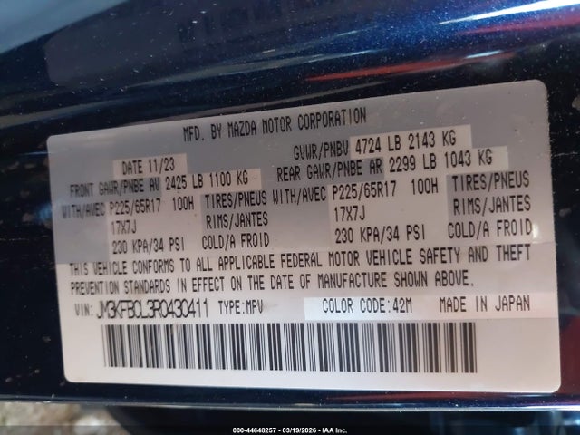 Продажа на аукционе авто 2024 Mazda Cx-5 2.5 S Preferred, vin: JM3KFBCL3R0430411, номер лота: 44648257