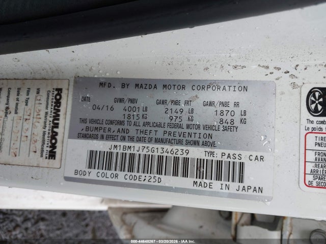 JM1BM1J75G1346239 Mazda Mazda3 I Sport
