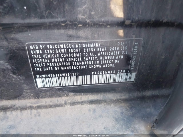 2011 VOLKSWAGEN GTI WVWHV7AJ7BW291357 Photo 8