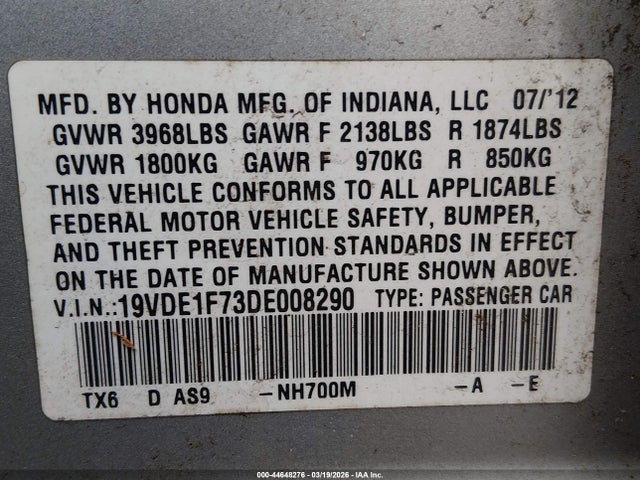 2013 ACURA ILX 19VDE1F73DE008290 Photo 8