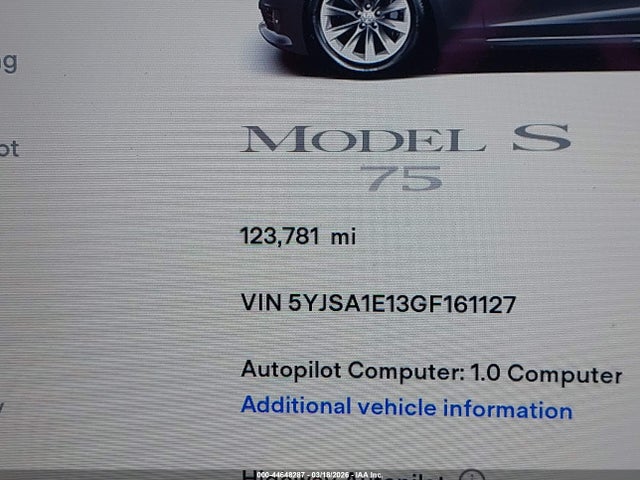 Aukcja sprzedaży 2016 Tesla Model S 60/70/75/85, vin: 5YJSA1E13GF161127, numer aukcji: 44648287