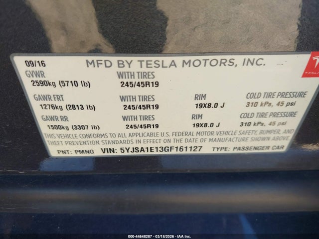 2016 TESLA MODEL S 5YJSA1E13GF161127 Photo 8
