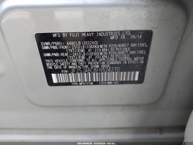JF2SJABC8FH524270 Subaru Forester 2.5i