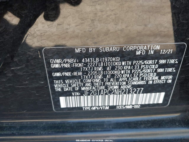 2022 SUBARU CROSSTREK JF2GTAPC2NH213277 Photo 8