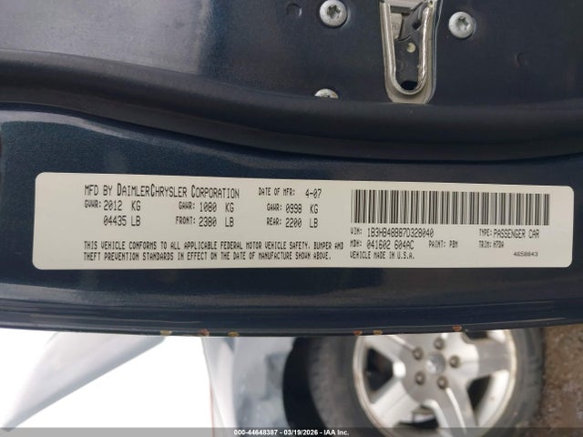 44648387 :رقم المزاد ، 1B3HB48B87D328040 vin ، 2007 Dodge Caliber Sxt مزاد بيع