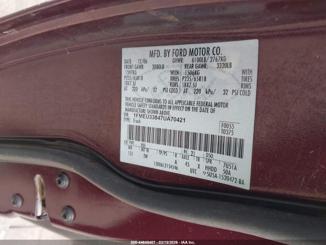 2007 FORD EXPLORER SPORT TRAC 1FMEU33847UA70421 Photo 8