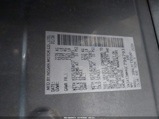 Nissan ROGUE S 2016 5N1AT2MM4GC796793 Image 9