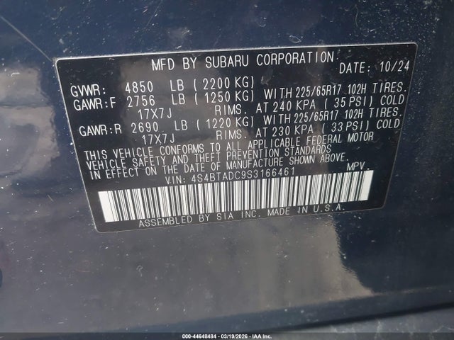 2025 SUBARU OUTBACK 4S4BTADC9S3166461 Photo 8