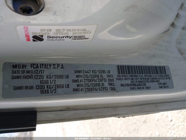 Продажа на аукционе авто 2018 Ram Promaster City Tradesman Slt, vin: ZFBERFBB8J6K62301, номер лота: 44648487