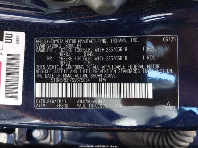 Toyota Highlander Hybrid Xle 2025 5TDKBRCH7SS675854 Image 9
