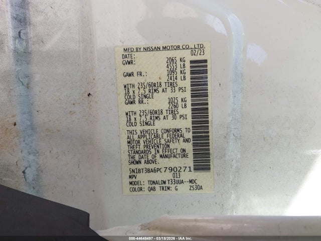 5N1BT3BA6PC790271 Nissan Rogue Sv Fwd