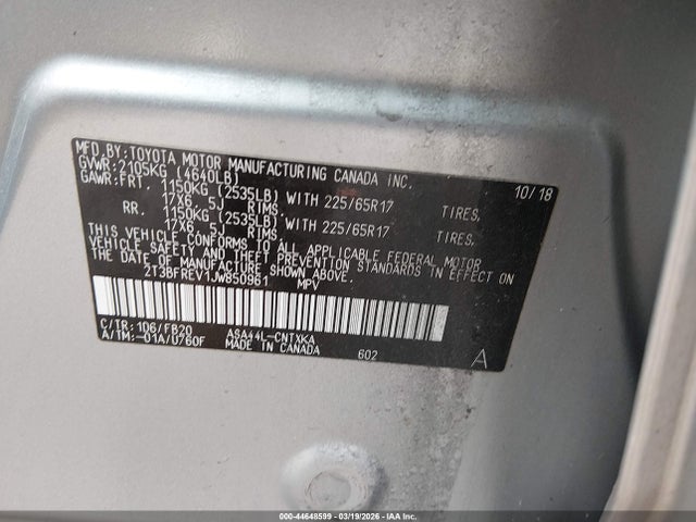 Toyota RAV4 LE 2018 2T3BFREV1JW850961 Image 9