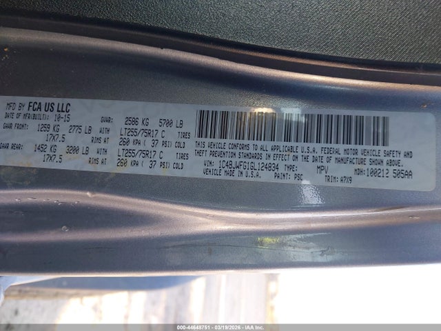 44648751 :رقم المزاد ، 1C4BJWFG1GL124834 vin ، 2016 Jeep Wrangler Unlimited Rubicon مزاد بيع