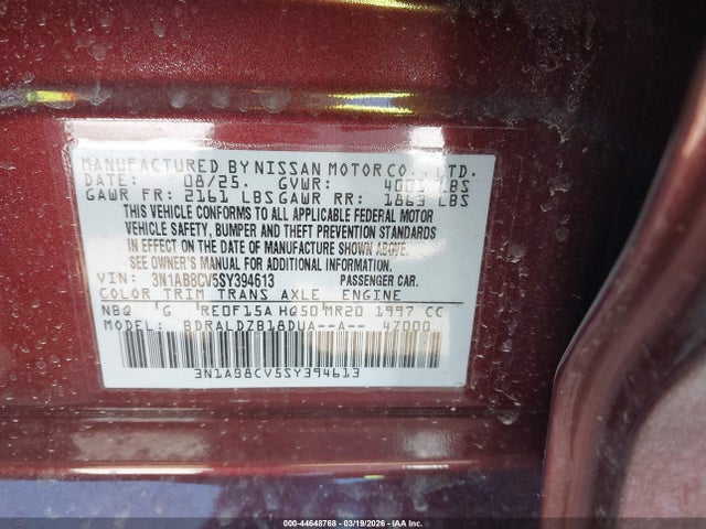 2025 Nissan Sentra Sv მანქანა იყიდება აუქციონზე, vin: 3N1AB8CV5SY394613, აუქციონის ნომერი: 44648768