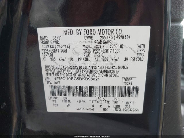 2011 FORD ESCAPE 1FMCU0EG5BKB98021 Photo 8