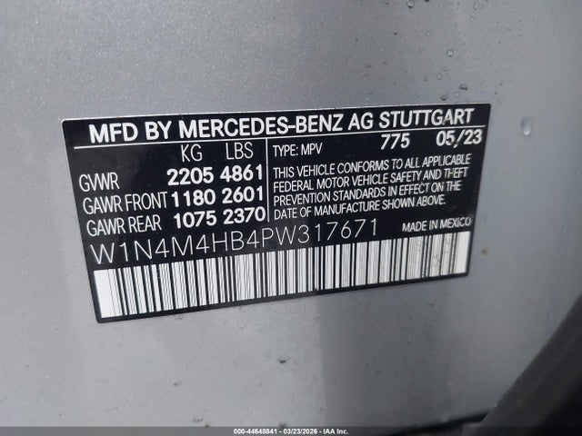 44648841 :رقم المزاد ، W1N4M4HB4PW317671 vin ، 2023 Mercedes-benz Glb 250 4matic مزاد بيع