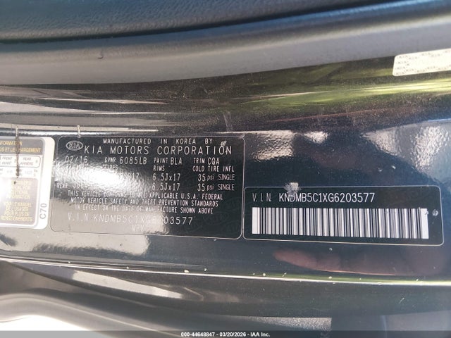 Aukcja sprzedaży 2016 Kia Sedona Lx, vin: KNDMB5C1XG6203577, numer aukcji: 44648847