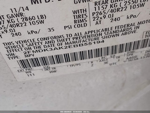 Ford EDGE SPORT 2014 2FMDK3AK2EBB55194 Image 9