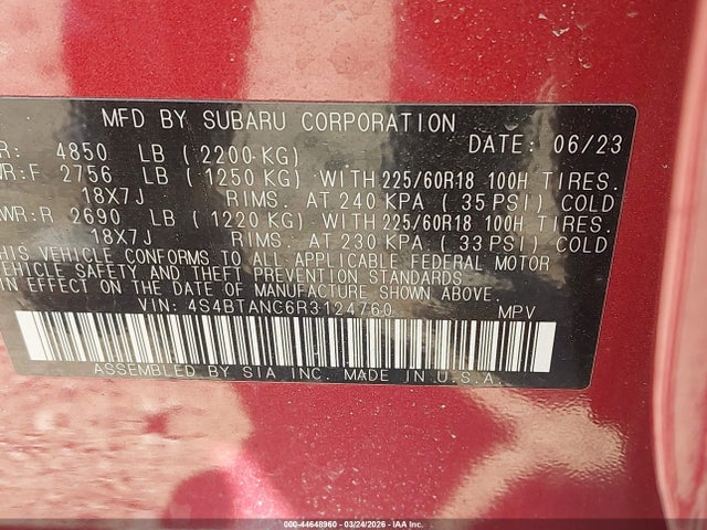 2024 SUBARU OUTBACK 4S4BTANC6R3124760 Photo 8