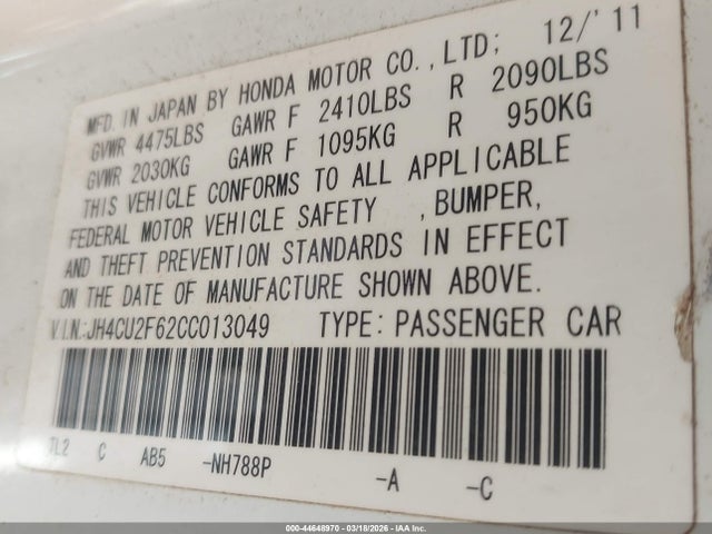 2012 ACURA TSX JH4CU2F62CC013049 Photo 8