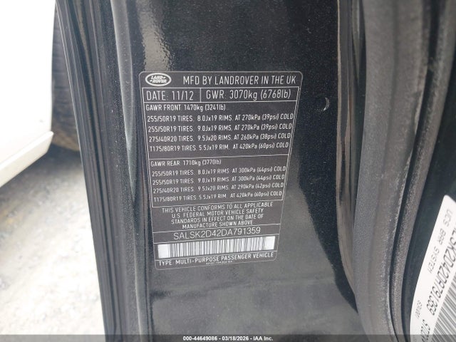 2013 LAND ROVER RANGE ROVER SPORT SALSK2D42DA791359 Photo 8