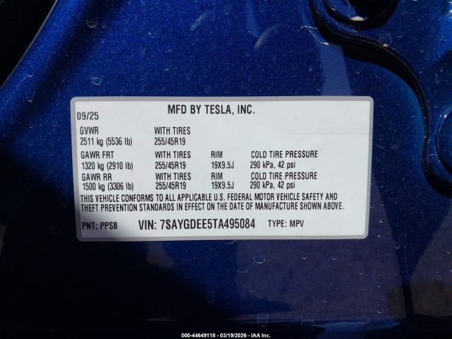 Продаж на аукціоні авто 2026 Tesla Model Y All-wheel Drive/long Range Launch Series/premium All-wheel Drive, vin: 7SAYGDEE5TA495084, номер лоту: 44649118