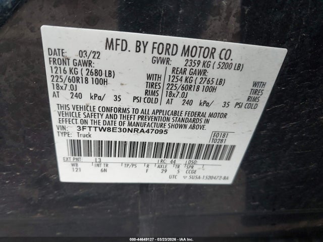 2022 FORD MAVERICK 3FTTW8E30NRA47095 Photo 8