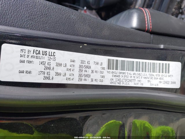 Aukcja sprzedaży 2015 Dodge Durango R/t, vin: 1C4SDJCT3FC245777, numer aukcji: 44649133