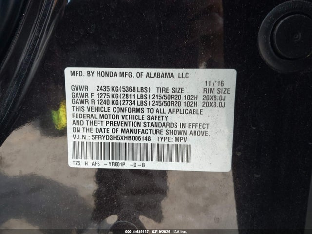 Aukcja sprzedaży 2017 Acura Mdx Technology Package, vin: 5FRYD3H5XHB006148, numer aukcji: 44649137