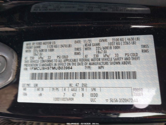 2021 FORD ESCAPE 1FMCU9H97MUB03984 Photo 8