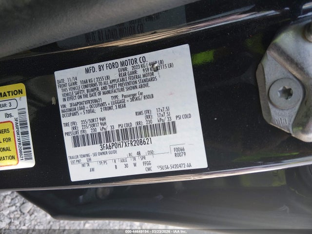 3FA6P0H7XFR208621 Ford FUSION SE