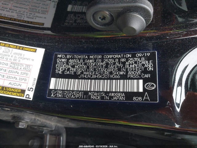 JTHU9JBH5K2019066 Lexus UX 250H