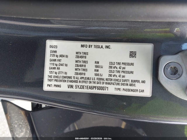 2023 TESLA MODEL 3 5YJ3E1EA6PF600071 Photo 8