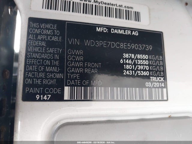 Продажа на аукционе авто 2014 Mercedes-benz Sprinter 2500 Normal Roof, vin: WD3PE7DC8E5903739, номер лота: 44649299