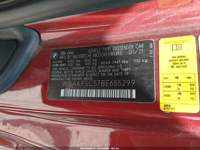 Продаж на аукціоні авто 2011 Bmw 328i Xdrive, vin: WBAKF5C57BE655299, номер лоту: 44649312