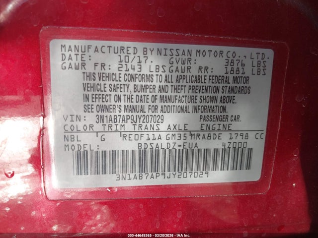 2018 NISSAN SENTRA 3N1AB7AP9JY207029 Photo 8