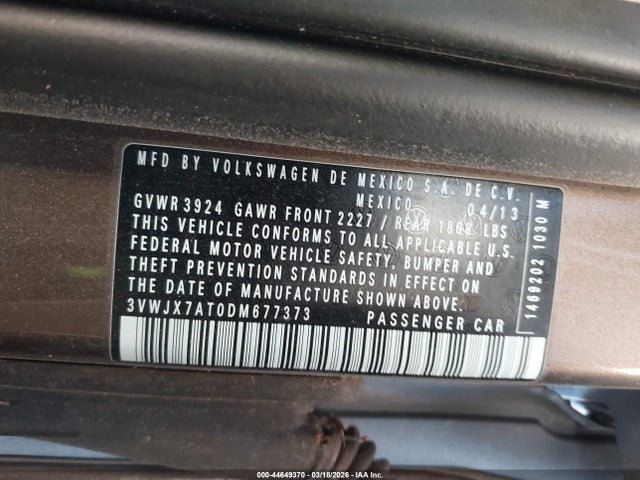 2013 VOLKSWAGEN BEETLE 3VWJX7AT0DM677373 Photo 8