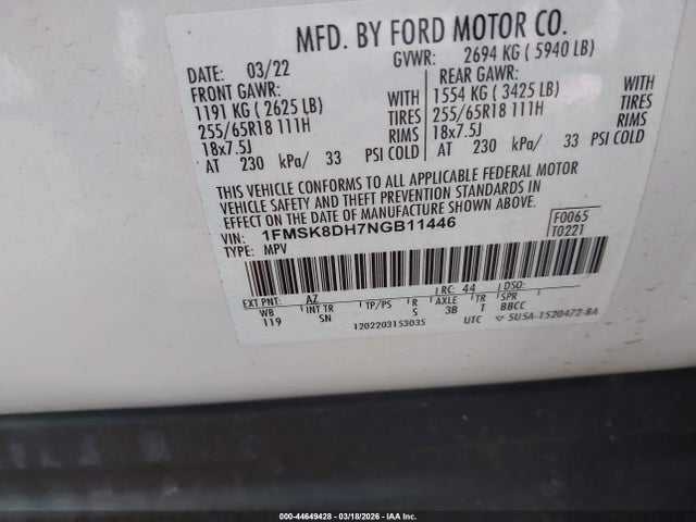 2022 FORD EXPLORER 1FMSK8DH7NGB11446 Photo 8