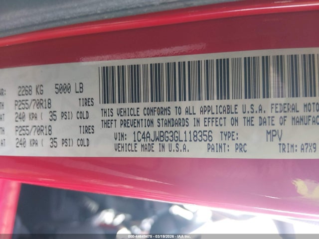 2016 JEEP WRANGLER 1C4AJWBG3GL118356 Photo 8