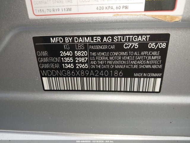 2009 MERCEDES-BENZ S 550 WDDNG86X89A240186 Photo 8